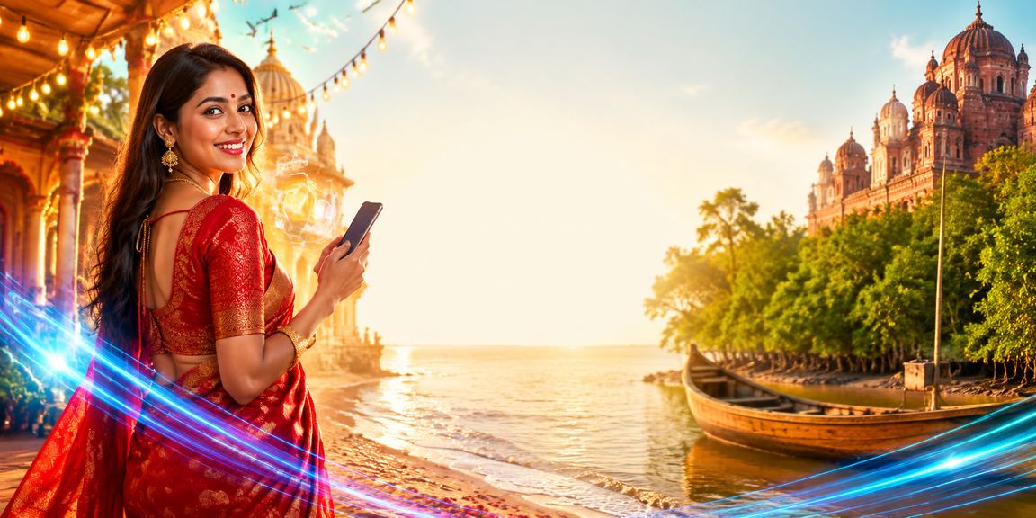 সুন্দরবন অঞ্চলের একজন বেটার মোবাইলে ডিপোজিট করছেন